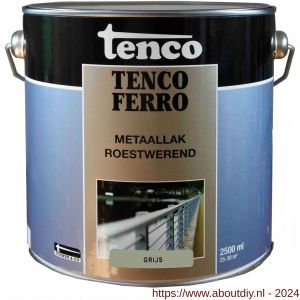 Tenco Ferro roestwerende ijzerverf metaallak dekkend 405 grijs 2,5 L blik - A40710185 - afbeelding 1