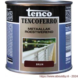 Tenco Ferro roestwerende ijzerverf metaallak dekkend 406 bruin 0,25 L blik - A40710176 - afbeelding 1