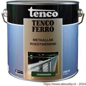 Tenco Ferro roestwerende ijzerverf metaallak dekkend 408 donkergroen 2,5 L blik - A40710180 - afbeelding 1