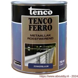 Tenco Ferro roestwerende ijzerverf metaallak dekkend 412 donker blauw 0,75 L blik - A40710379 - afbeelding 1