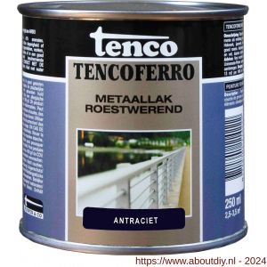 Tenco Ferro roestwerende ijzerverf metaallak dekkend 414 antraciet 0,25 L blik - A40710376 - afbeelding 1