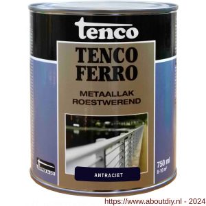Tenco Ferro roestwerende ijzerverf metaallak dekkend 414 antraciet 0,75 L blik - A40710377 - afbeelding 1