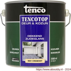 TencoTop Deur en Kozijn houtbeschermingsbeits dekkend zijdeglans cremewit 2,5 L blik - A40710265 - afbeelding 1