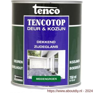 TencoTop Deur en Kozijn houtbeschermingsbeits dekkend zijdeglans middengroen 0,75 L blik - A40710255 - afbeelding 1