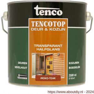 TencoTop Deur en Kozijn houtbeschermingsbeits transparant halfglans iroko teak 2,5 L blik - A40710228 - afbeelding 1