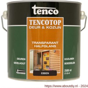 TencoTop Deur en Kozijn houtbeschermingsbeits transparant halfglans ebben 2,5 L blik - A40710232 - afbeelding 1