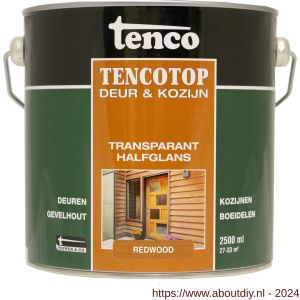 TencoTop Deur en Kozijn houtbeschermingsbeits transparant halfglans redwood 2,5 L blik - A40710230 - afbeelding 1