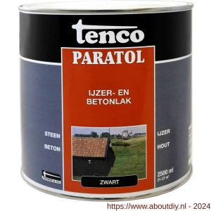 Tenco Paratol ijzer- en betonlak teervrij zwart 2,5 L blik - A40710169 - afbeelding 1