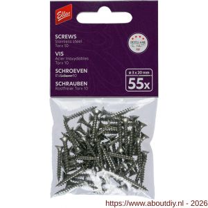 Ellen profiel schroef RVS 3x20 mm T10 set 55 stuks - A51010424 - afbeelding 1