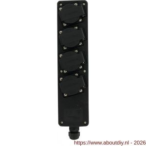 Q-Link stekkerdoos 4-voudig slagvast randaarde maximaal 3600 W zwart - A50400984 - afbeelding 2
