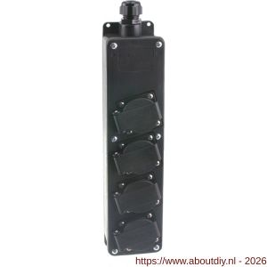 Q-Link stekkerdoos 4-voudig slagvast randaarde maximaal 3600 W zwart - A50400984 - afbeelding 1