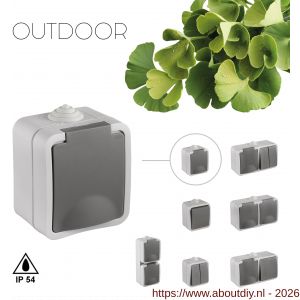 Q-Link contactdoos opbouw 1-voudig randaarde spatwaterdicht IP54 grijs - A50402297 - afbeelding 2