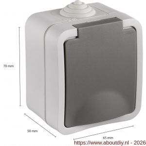 Q-Link contactdoos opbouw 1-voudig randaarde spatwaterdicht IP54 grijs - A50402297 - afbeelding 3