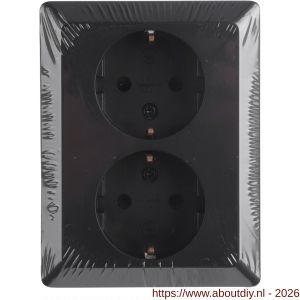 Q-Link contactdoos inbouw 2-voudig met randaarde met kind-aanraakbeveiliging zwart - A50402251 - afbeelding 2