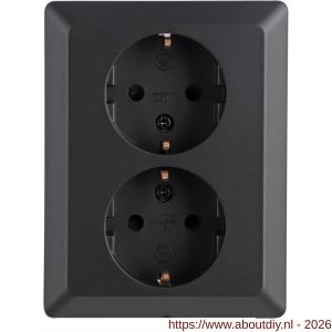 Q-Link contactdoos inbouw 2-voudig met randaarde met kind-aanraakbeveiliging zwart - A50402251 - afbeelding 3