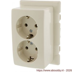 Attema montagedeksel met wandcontactdoos 2V randaarde voor universele lasdoos crème - A50401113 - afbeelding 6