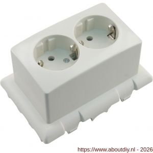 Attema montagedeksel met wandcontactdoos 2V randaarde voor universele lasdoos crème - A50401113 - afbeelding 1