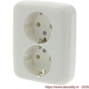 Busch-Jaeger SI contactdoos inbouw 2-voudig randaarde crème - A50402258 - afbeelding 1