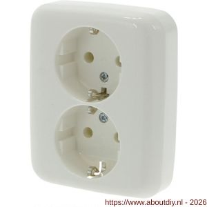 Busch-Jaeger Relfex contactdoos inbouw 2-voudig randaarde polarwit los - A50401300 - afbeelding 1
