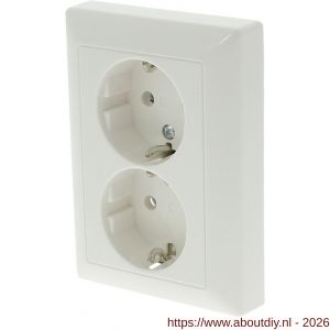 Jung AS500 contactdoos inbouw 2-voudig randaarde polarwit - A50402260 - afbeelding 1