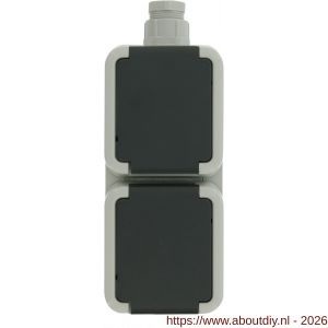 Peha contactdoos opbouw 2-voudig verticaal randaarde wartel M20 grijs - A50401324 - afbeelding 2