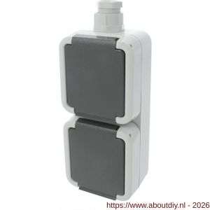 Peha contactdoos opbouw 2-voudig verticaal randaarde wartel M20 grijs - A50401324 - afbeelding 1