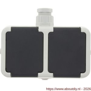 Peha contactdoos opbouw 2-voudig horizontaal randaarde wartel M20 grijs - A50401325 - afbeelding 2