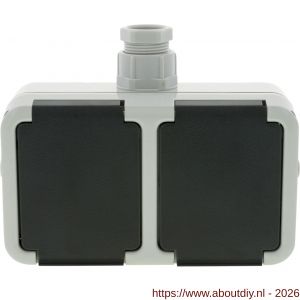 Peha contactdoos opbouw 2-voudig horizontaal randaarde wartel M20 grijs - A50401325 - afbeelding 5