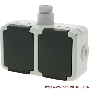 Peha contactdoos opbouw 2-voudig horizontaal randaarde wartel M20 grijs - A50401325 - afbeelding 6