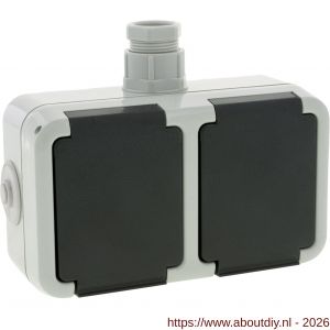 Peha contactdoos opbouw 2-voudig horizontaal randaarde wartel M20 grijs - A50401325 - afbeelding 7