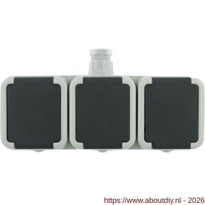 Peha contactdoos opbouw 3-voudig horizontaal randaarde wartel M20 grijs - A50401326 - afbeelding 2