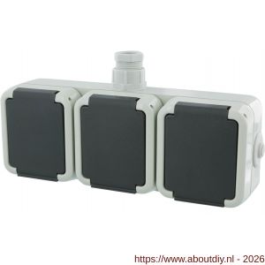 Peha contactdoos opbouw 3-voudig horizontaal randaarde wartel M20 grijs - A50401326 - afbeelding 6