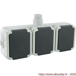 Peha contactdoos opbouw 3-voudig horizontaal randaarde wartel M20 grijs - A50401326 - afbeelding 7