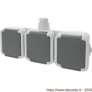 Peha contactdoos opbouw 3-voudig horizontaal randaarde wartel M20 grijs - A50401326 - afbeelding 1