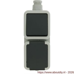Peha combinatie schakelaar wandcontactdoos opbouw wissel randaarde grijs wartel M20 - A50401319 - afbeelding 2