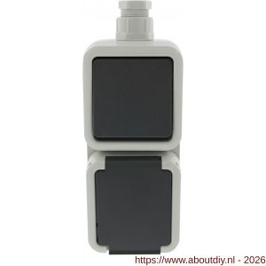 Peha combinatie schakelaar wandcontactdoos opbouw wissel randaarde grijs wartel M20 - A50401319 - afbeelding 5