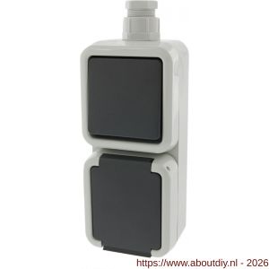 Peha combinatie schakelaar wandcontactdoos opbouw wissel randaarde grijs wartel M20 - A50401319 - afbeelding 6