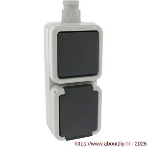Peha combinatie schakelaar wandcontactdoos opbouw wissel randaarde grijs wartel M20 - A50401319 - afbeelding 7