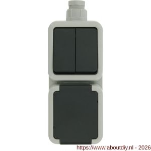 Peha combinatie schakelaar wandcontactdoos opbouw serie randaarde grijs wartel M20 - A50401320 - afbeelding 2