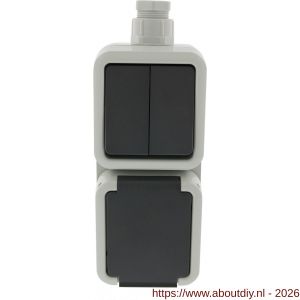 Peha combinatie schakelaar wandcontactdoos opbouw serie randaarde grijs wartel M20 - A50401320 - afbeelding 5