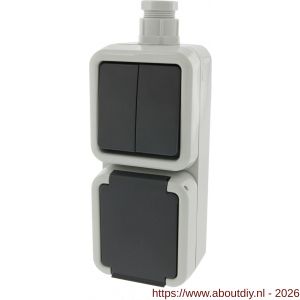 Peha combinatie schakelaar wandcontactdoos opbouw serie randaarde grijs wartel M20 - A50401320 - afbeelding 6