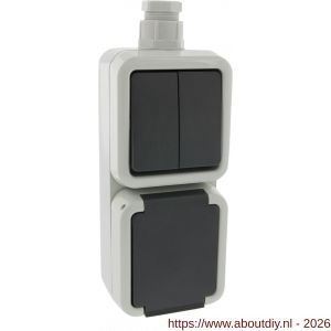 Peha combinatie schakelaar wandcontactdoos opbouw serie randaarde grijs wartel M20 - A50401320 - afbeelding 7