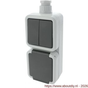 Peha combinatie schakelaar wandcontactdoos opbouw serie randaarde grijs wartel M20 - A50401320 - afbeelding 1