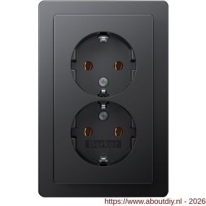Berker Q1 contactdoos inbouw 2-voudig randaarde antraciet - A50402257 - afbeelding 1