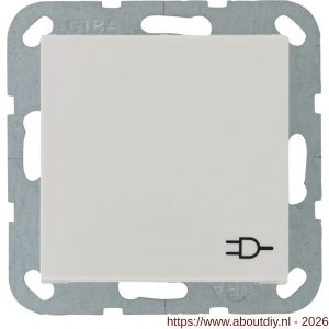 Gira System 55 contactdoos inbouw 1-voudig randaarde met klep polarwit - A50402222 - afbeelding 2