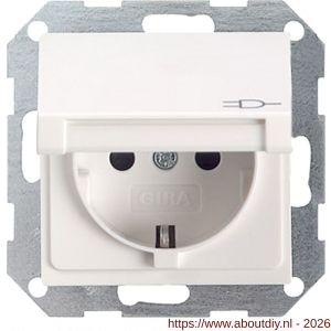 Gira System 55 contactdoos inbouw 1-voudig randaarde met klep polarwit - A50402222 - afbeelding 1