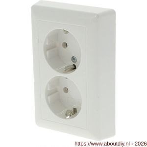 Gira System 55 contactdoos inbouw 2-voudig randaarde polarwit - A50402263 - afbeelding 1