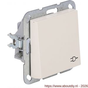 Gira System 55 contactdoos inbouw 1-voudig randaarde met klep crème - A50402224 - afbeelding 1