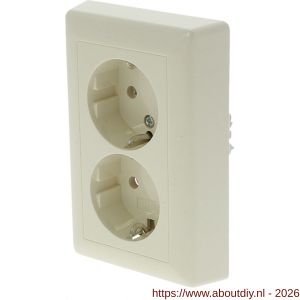 Gira System 55 contactdoos inbouw 2-voudig randaarde crème - A50402264 - afbeelding 1