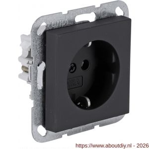 Gira E2 contactdoos inbouw 1-voudig randaarde zwart - A50402225 - afbeelding 1